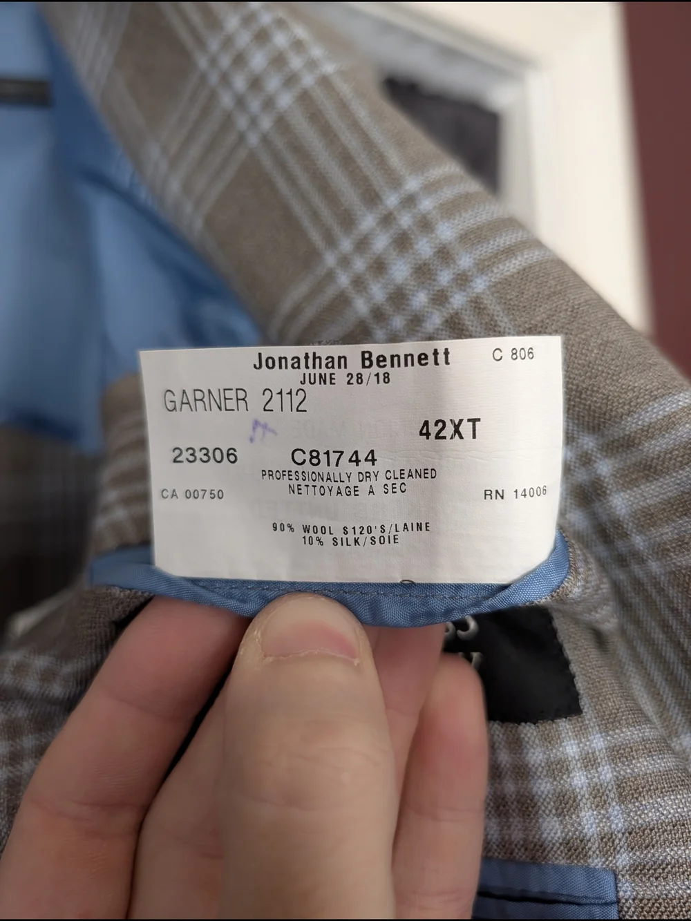 COPPLEY Tessilstrona Silk & Wool Gray/Blue Exploded Plaid Sport Coat 42L